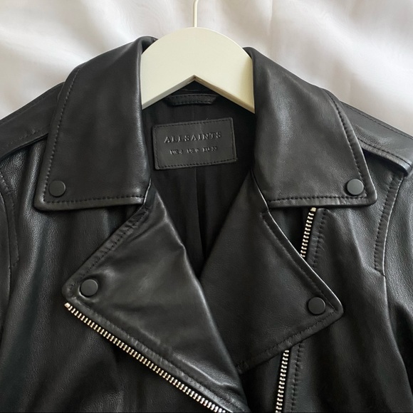 All Saints Black Leather Balfern Biker - Size UK 6 - Picture 2 of 12